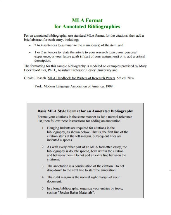 annotated bibliography setup