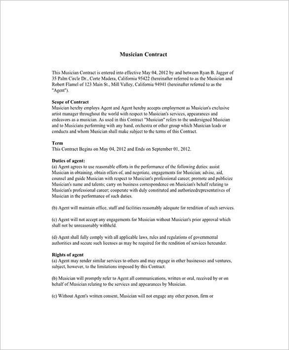 9+ Booking Agent Contract Templates Free Word, PDF Documents Download
