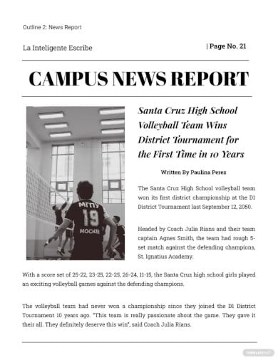 newspaper report for students template
