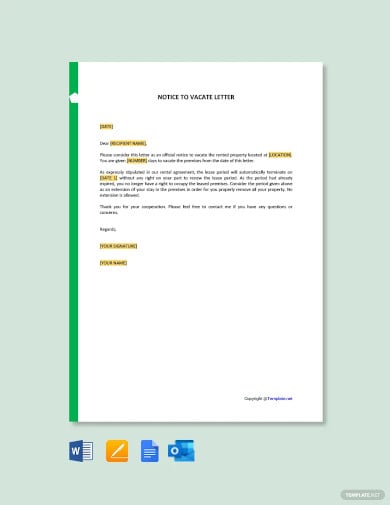 17+ Notice to Vacate Templates - Docs, Excel, PDF, Word