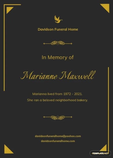 obituary card template