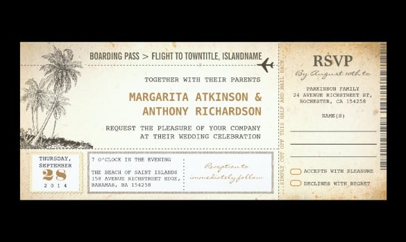 old boarding pass flight wedding invites
