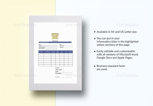 order invoice receipt template