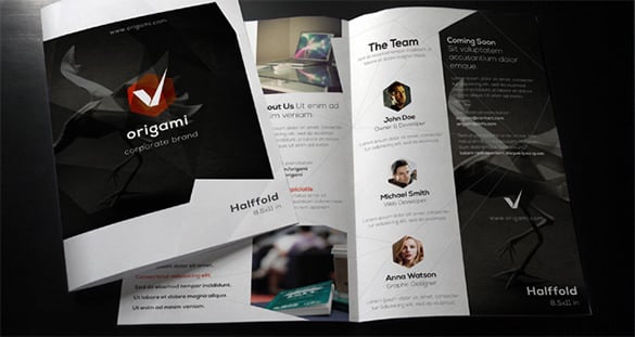 origami bi fold corporate brochure template