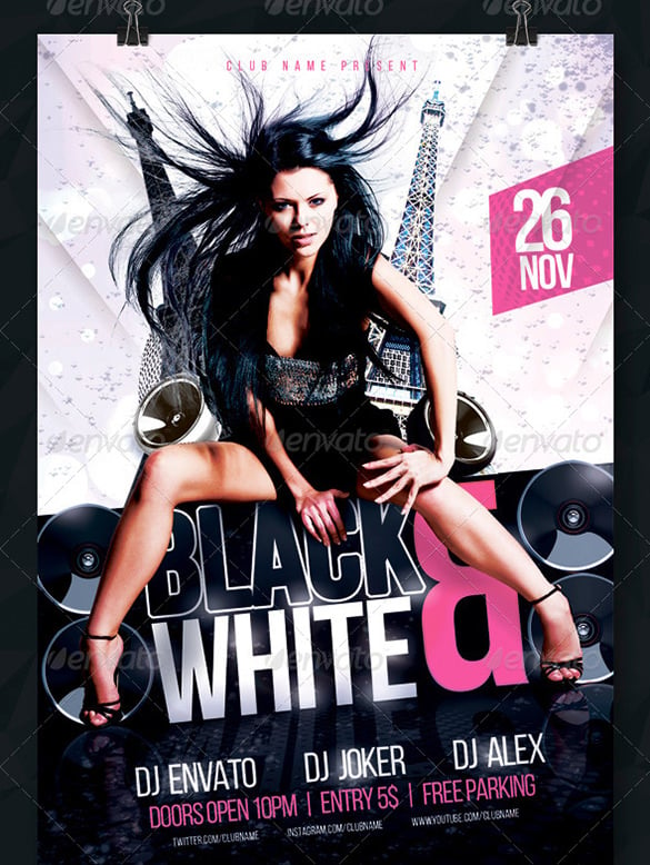 psd black and white flyer template