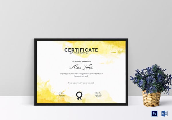 painting certificate of participation template