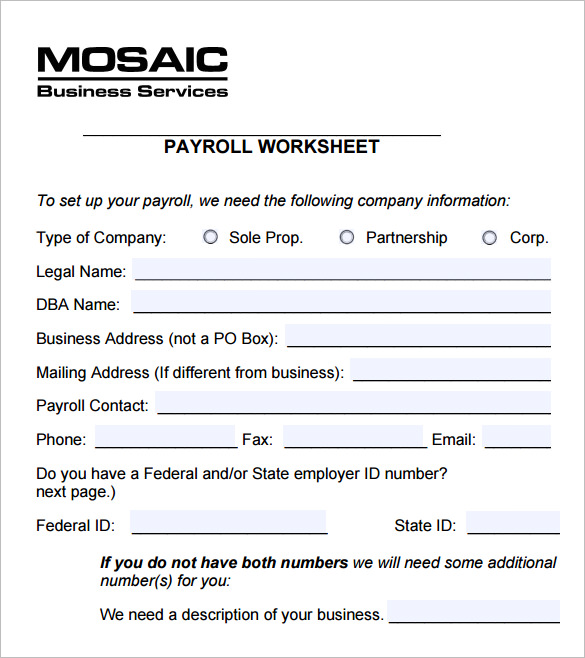 5 Payroll Worksheet Templates Free Excel Pdf Word Documents Download 6185