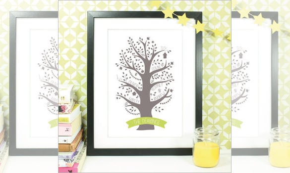 personalised family tree art with frames