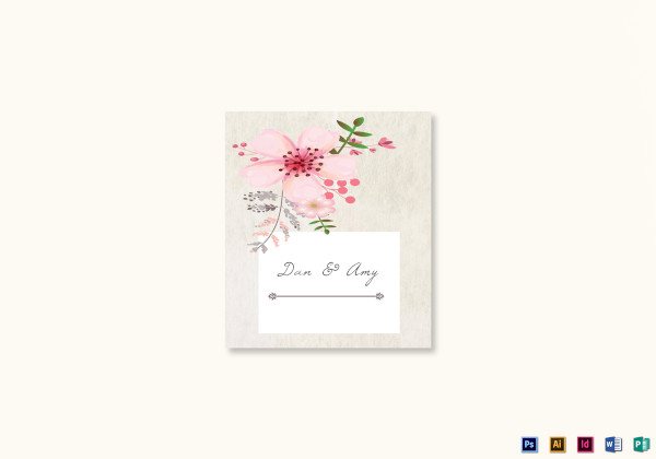 pink floral wedding place card template