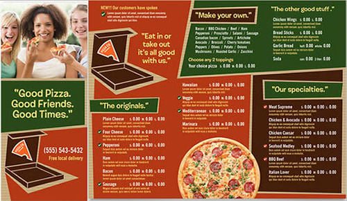 pizza restaurant take out menu template