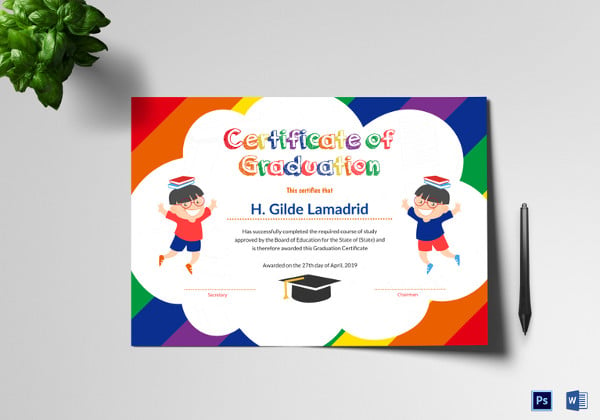pre school graduation certificate in word