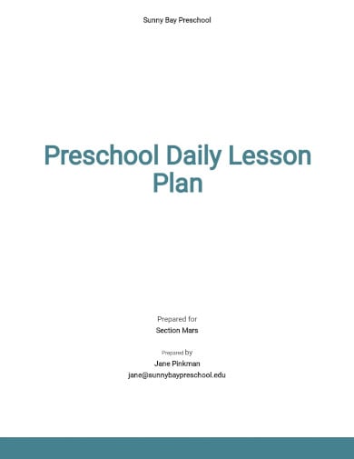 preschool daily lesson plan template