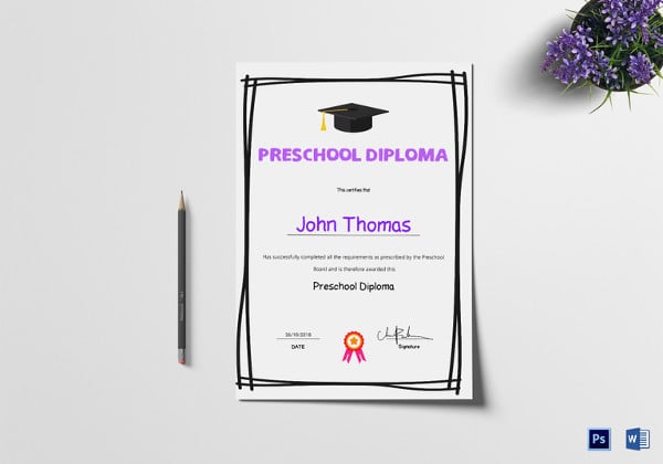 preschool diploma certificate template2