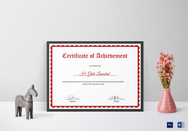 preschool drawing certificate of achievement
