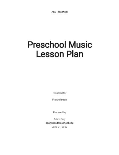 preschool music lesson plan template