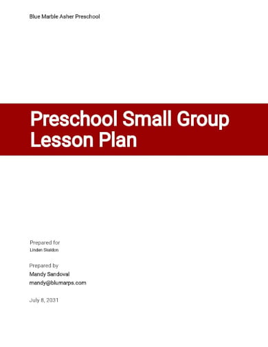 preschool small group lesson plan template
