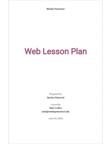 preschool web lesson plan template