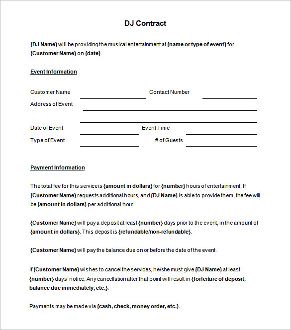 16 DJ Contract Templates PDF Word Google Docs Apple Pages