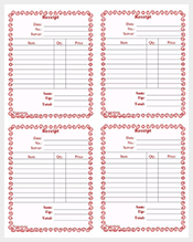 printable restaurant receipt template