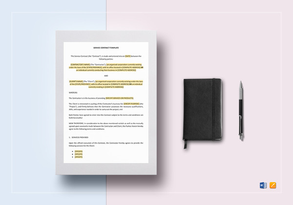 printable service contract template