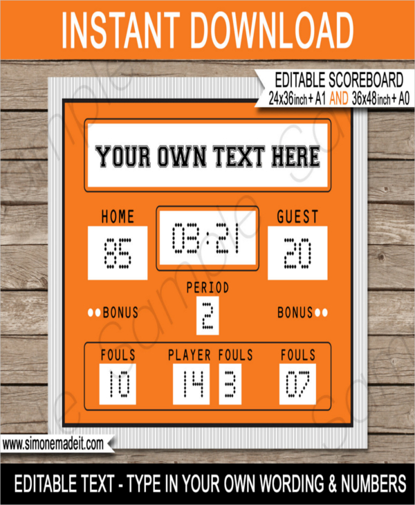 Basketball Scoreboard Template 8+ Word, PDF Documents Download Free