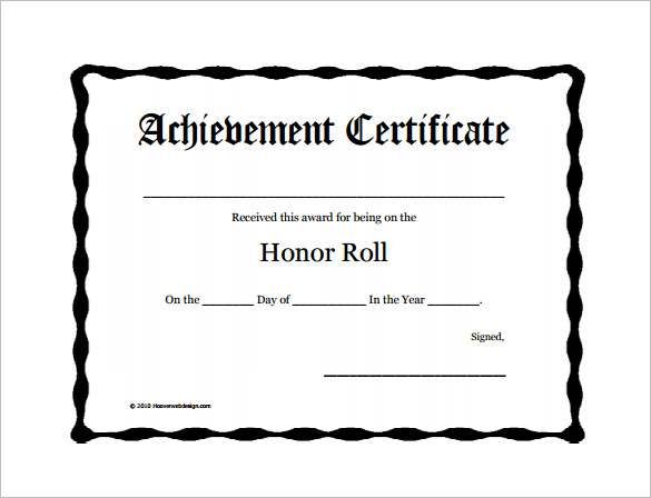 8 Printable Honor Roll Certificate Templates Samples DOC PDF