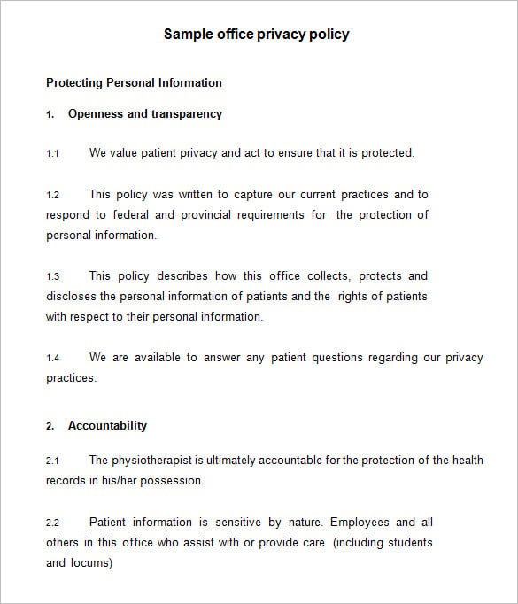 11  Privacy Policy Templates PDF DOC