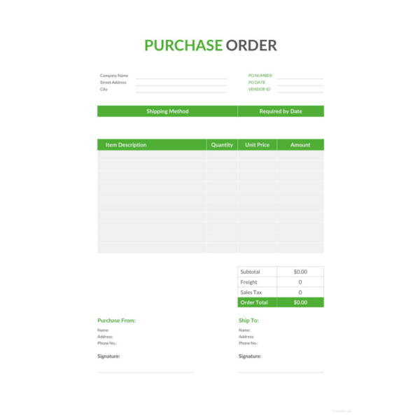 purchase order format