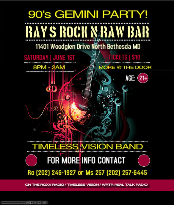 ray rock band flyers template design