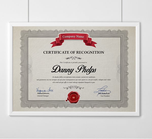 recognition certificate template