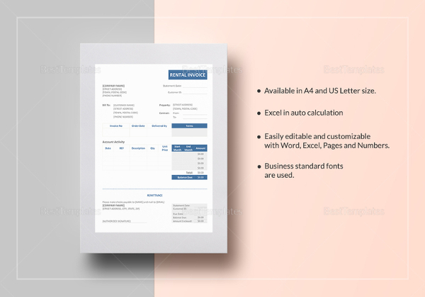 rental invoice template