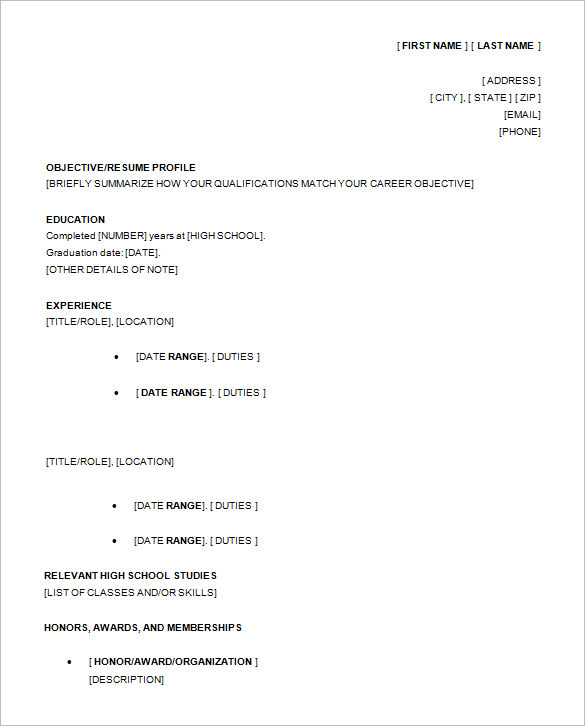 13 High School Resume Templates PDF DOC