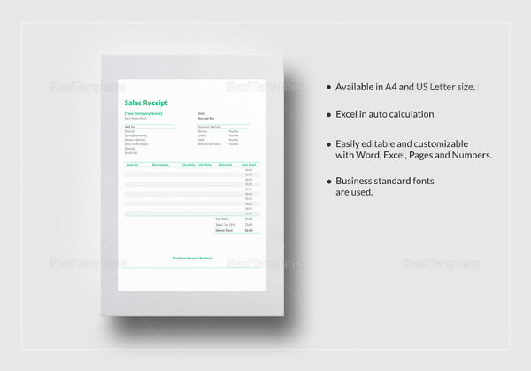 sales invoice receipt template