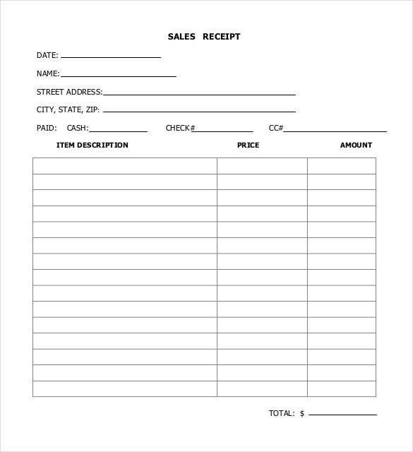 sales receipt form