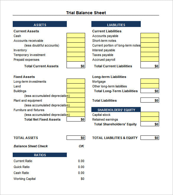 10+ Trial Balance Worksheet Templates PDF, DOC