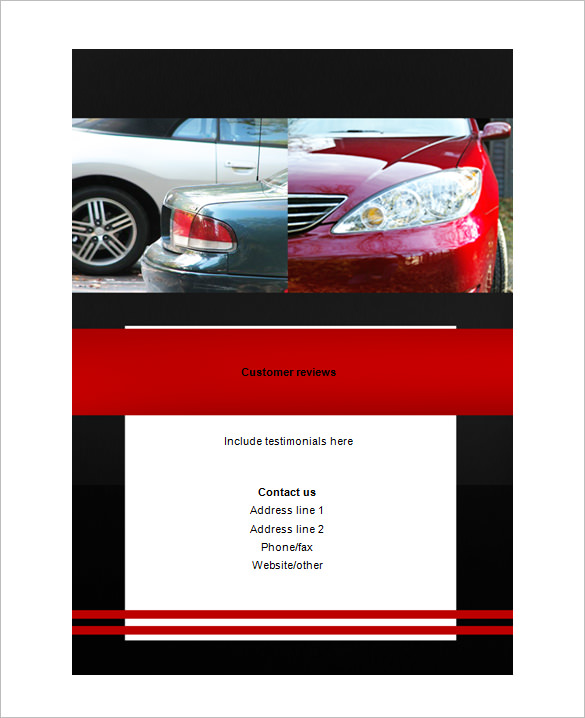 sample auto bi fold brochure template