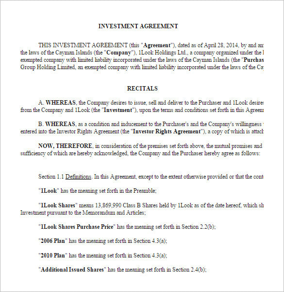 12 Investment Contract Templates Word Pdf Google Docs Apple Pages Free Premium Templates