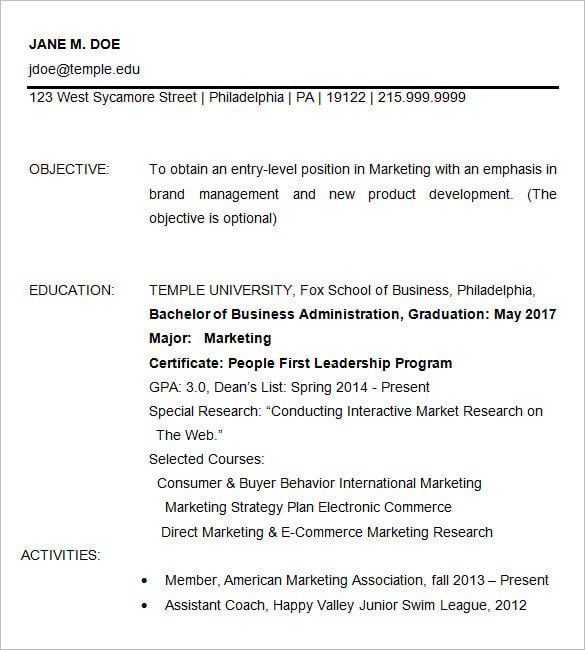 sample-business-resume-for-marketing