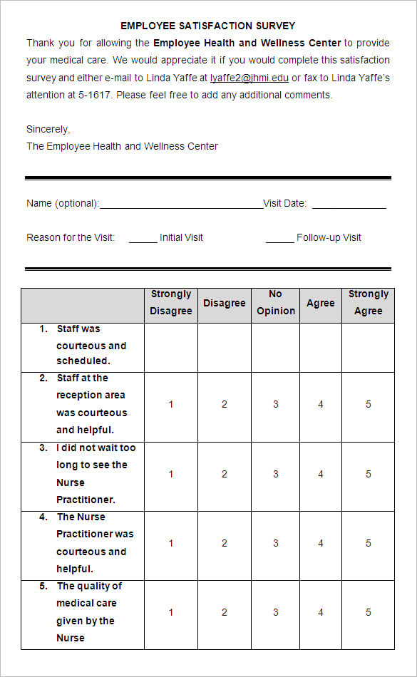 9+ Employee Satisfaction Survey Templates & Samples - DOC, PDF | Free