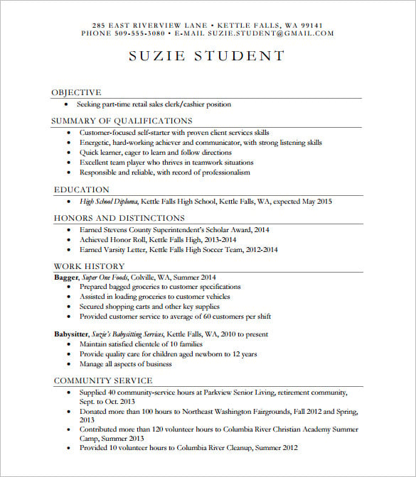 Resume writing for high school student 1st
