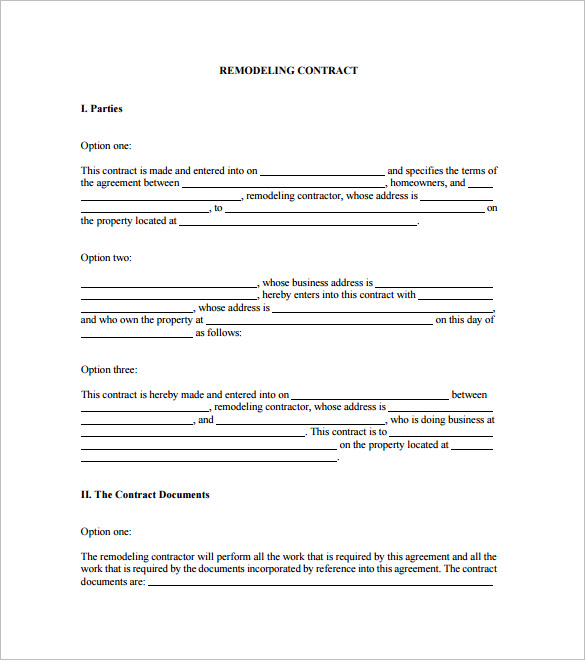 sample home remodeling contract pdf download