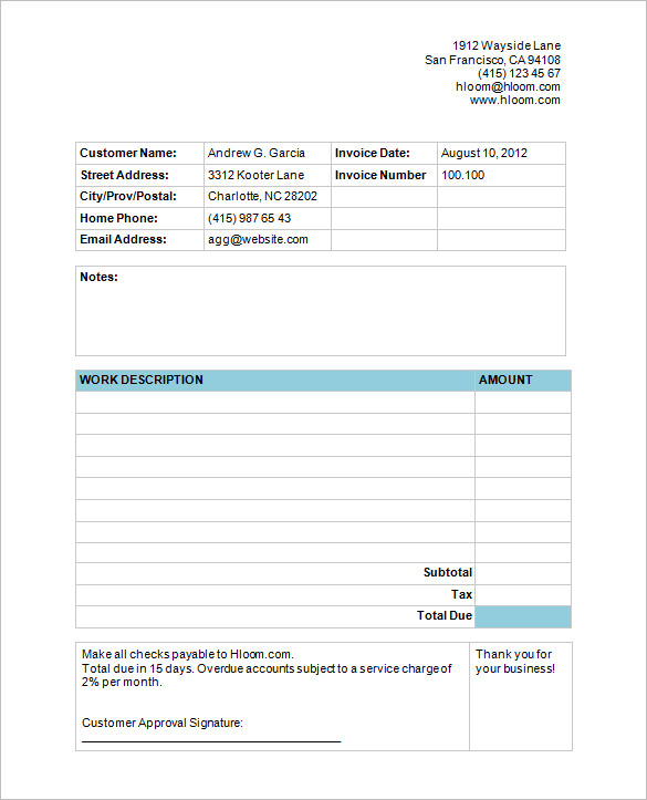 sample microsoft cleaning service invoice template