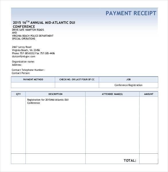 sample payment receipt format