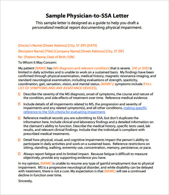 sample physician letter template