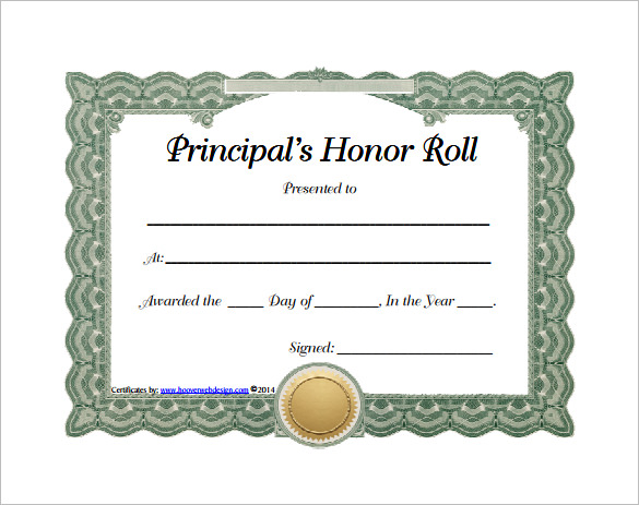 8  Printable Honor Roll Certificate Templates Samples DOC PDF