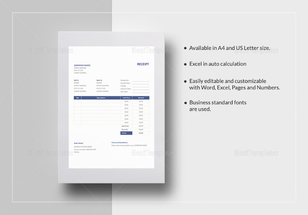 sample receipt format template