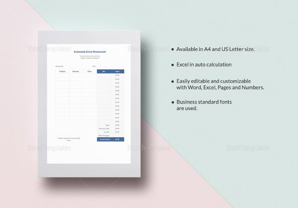 sample restaurant receipt template5