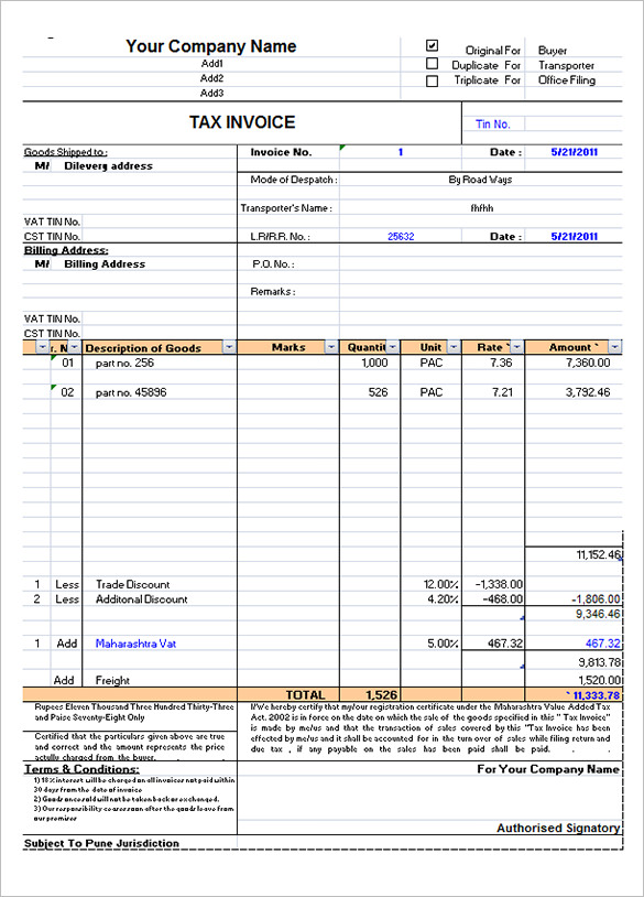 60 Microsoft Invoice Templates PDF DOC Excel Free Premium 