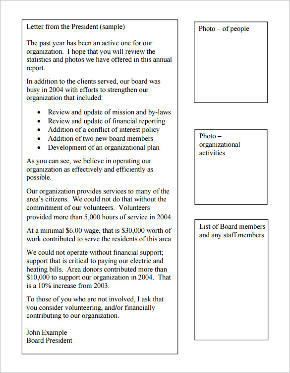 sample template for basic annual report template