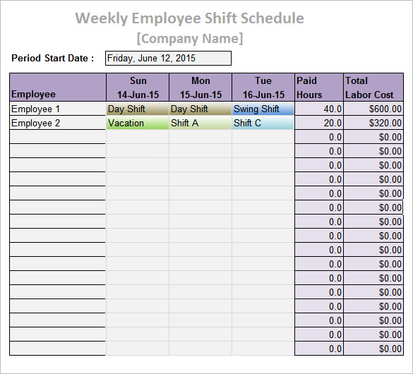 Work Schedule Templates 8 Free Word Excel PDF Format Download 